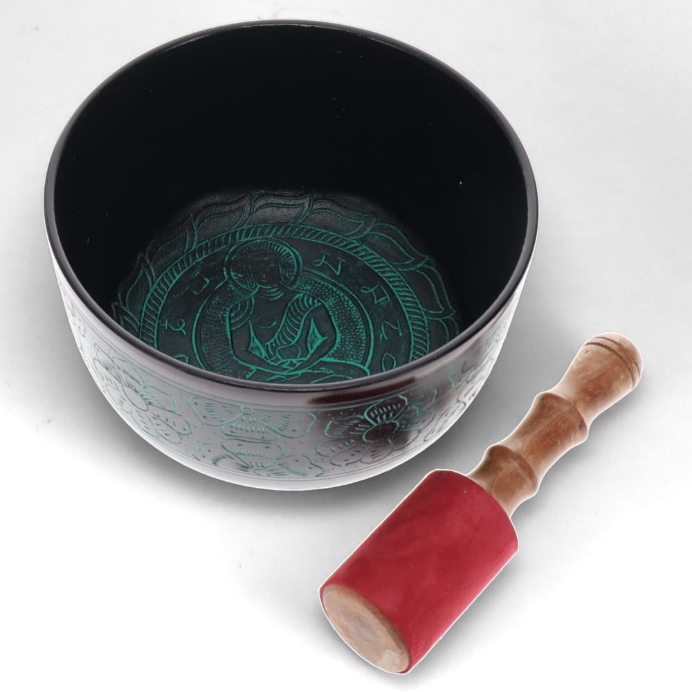Tibetan Singing Bowl Aluminium Five Buddha Meditation 21cm Crystal