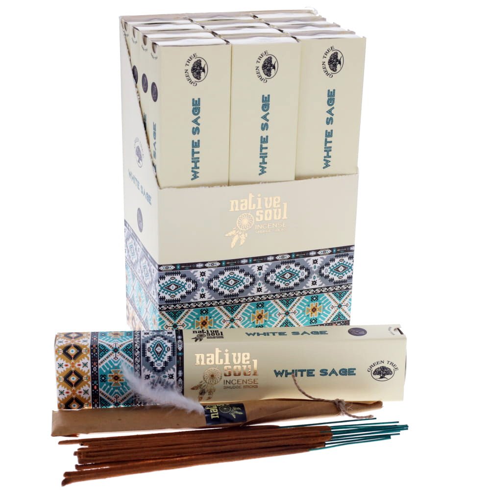 Green Tree White Sage Native Soul Incense Smudge Sticks 1 Box Crystal Wonderland