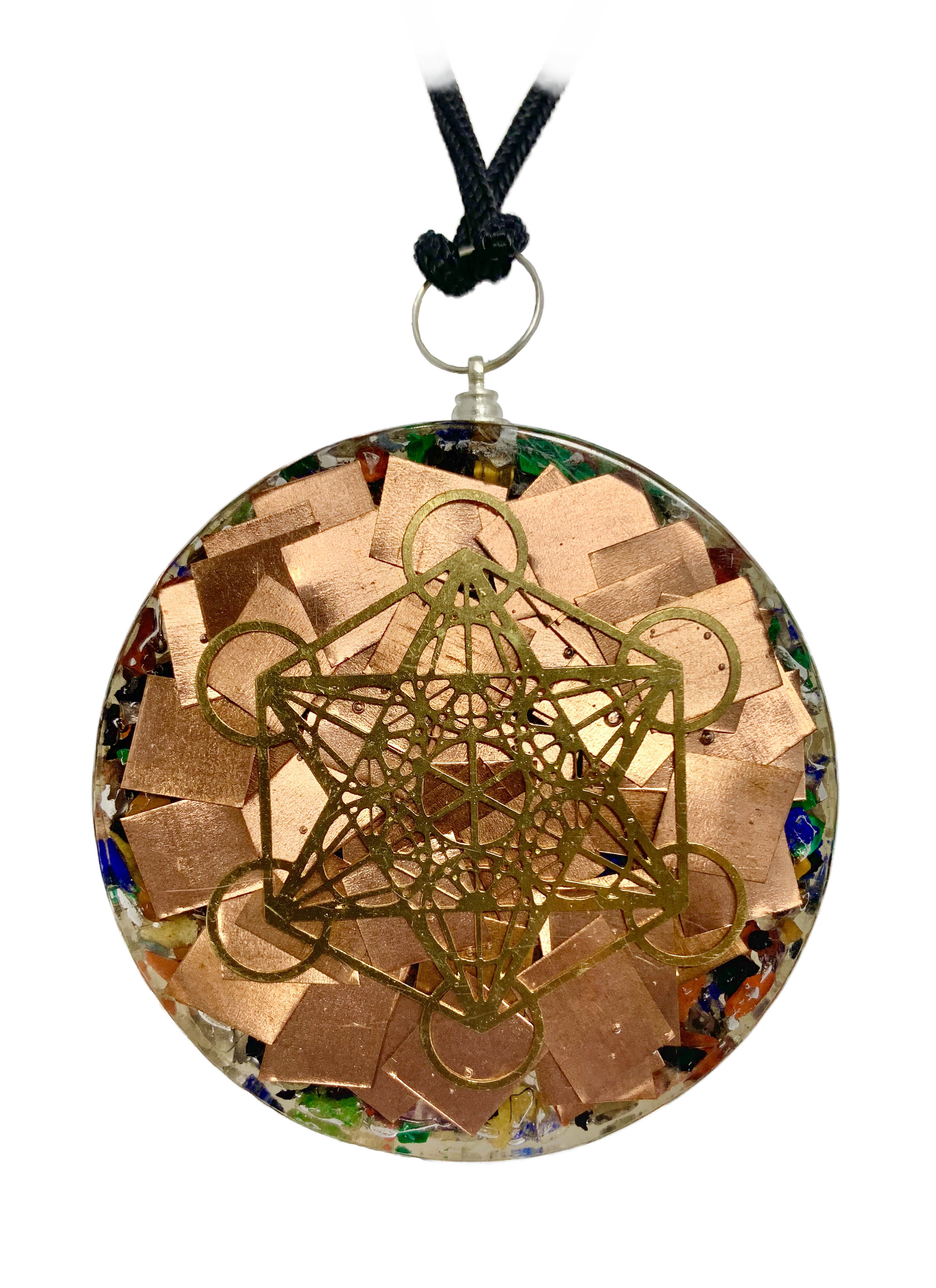 Copper Plate Metatron Cube Sacred Geometry Pendant