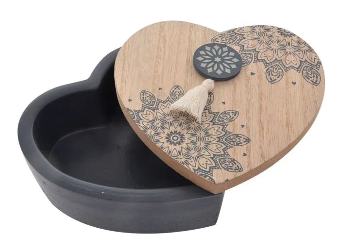 Heart Box Mandala Jewellery Trinket Box Wooden Crystal Art Storage Organiser