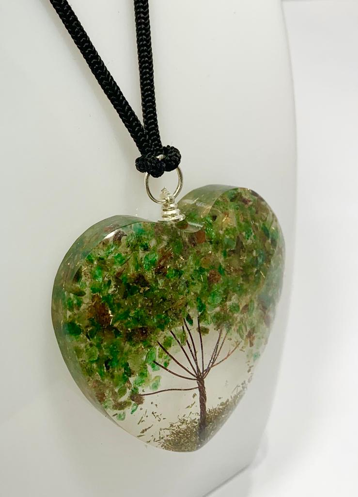 Green Aventurine Tree of Life Pendant Heart