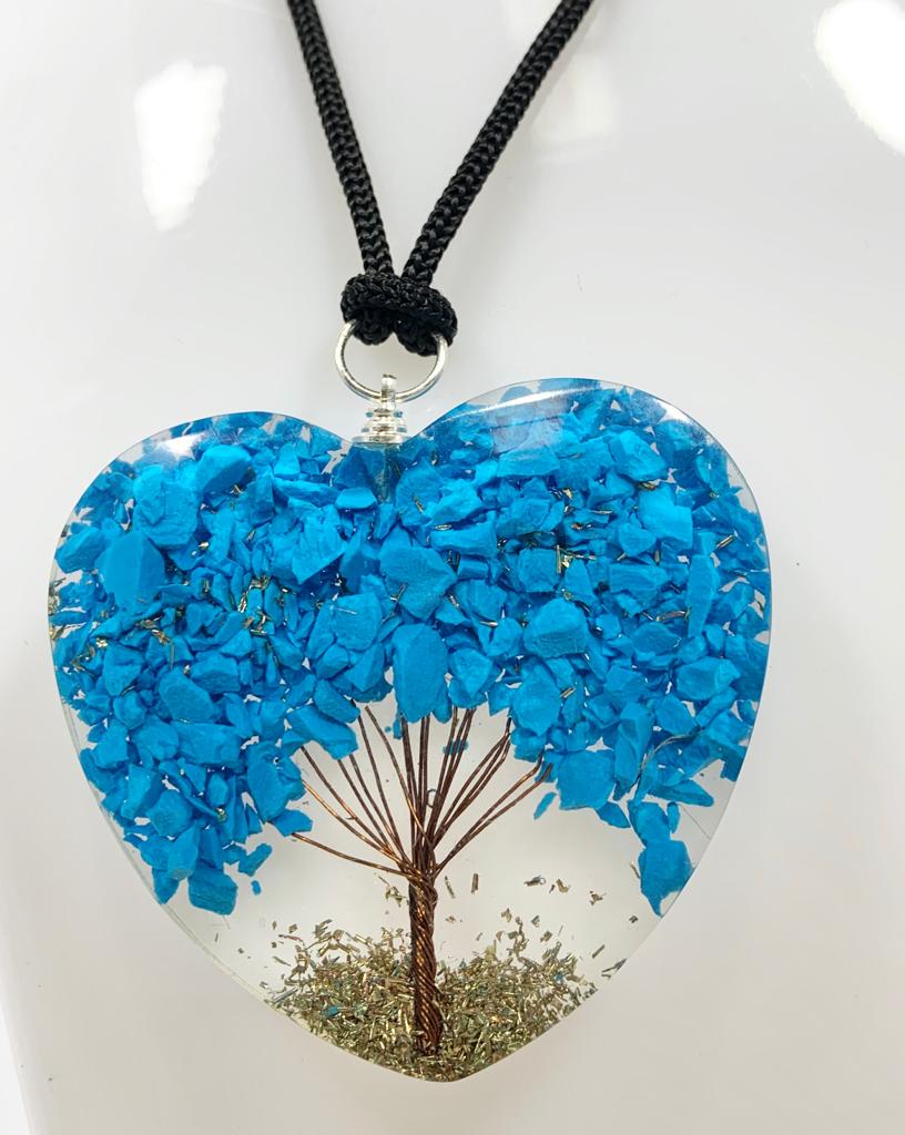 Blue Howlite Tree of Life Heart Pendant
