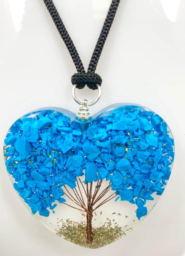 Blue Howlite Tree of Life Heart Pendant