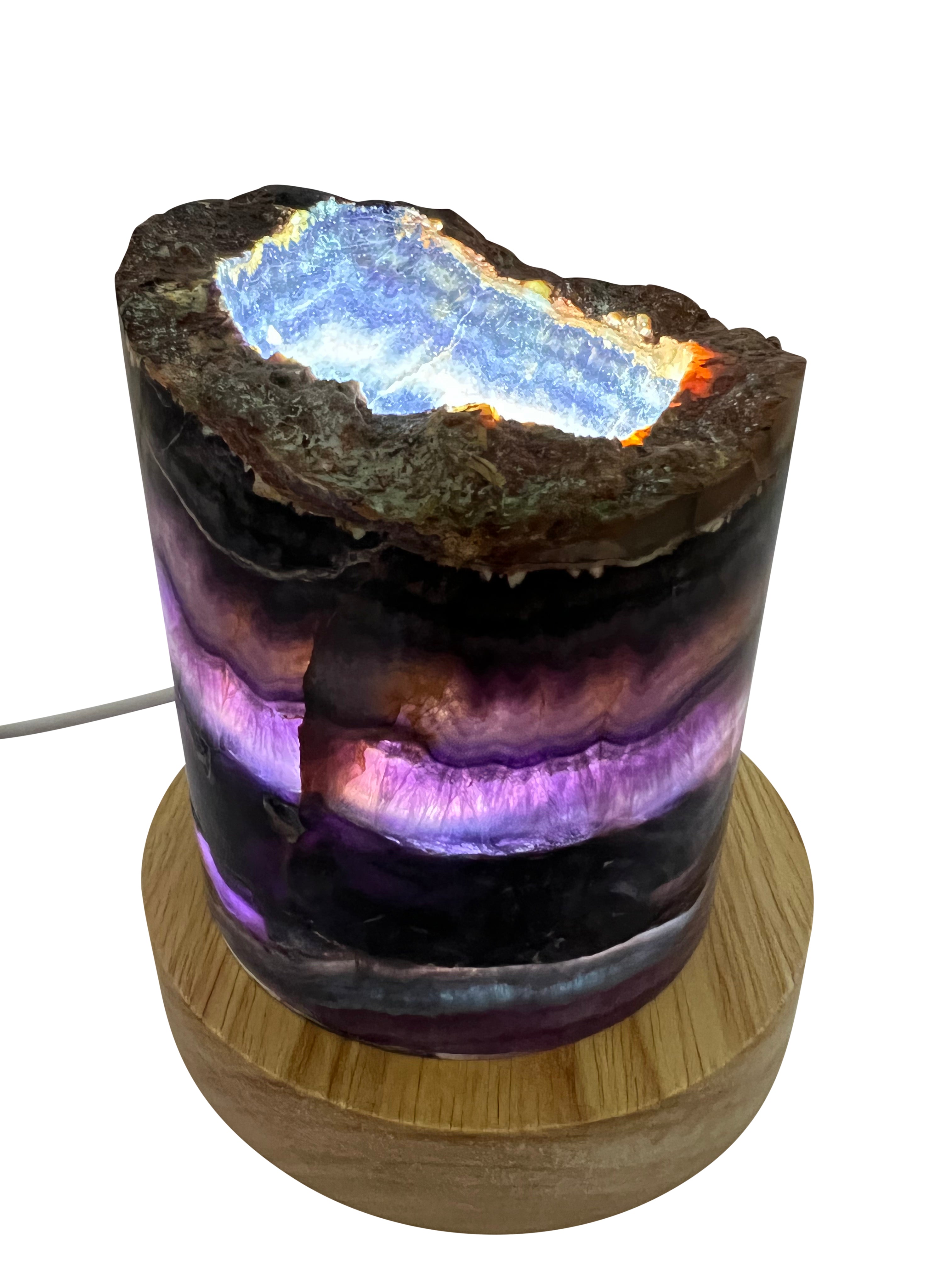 Medium Rainbow Fluorite Lamp - LED Stand D
