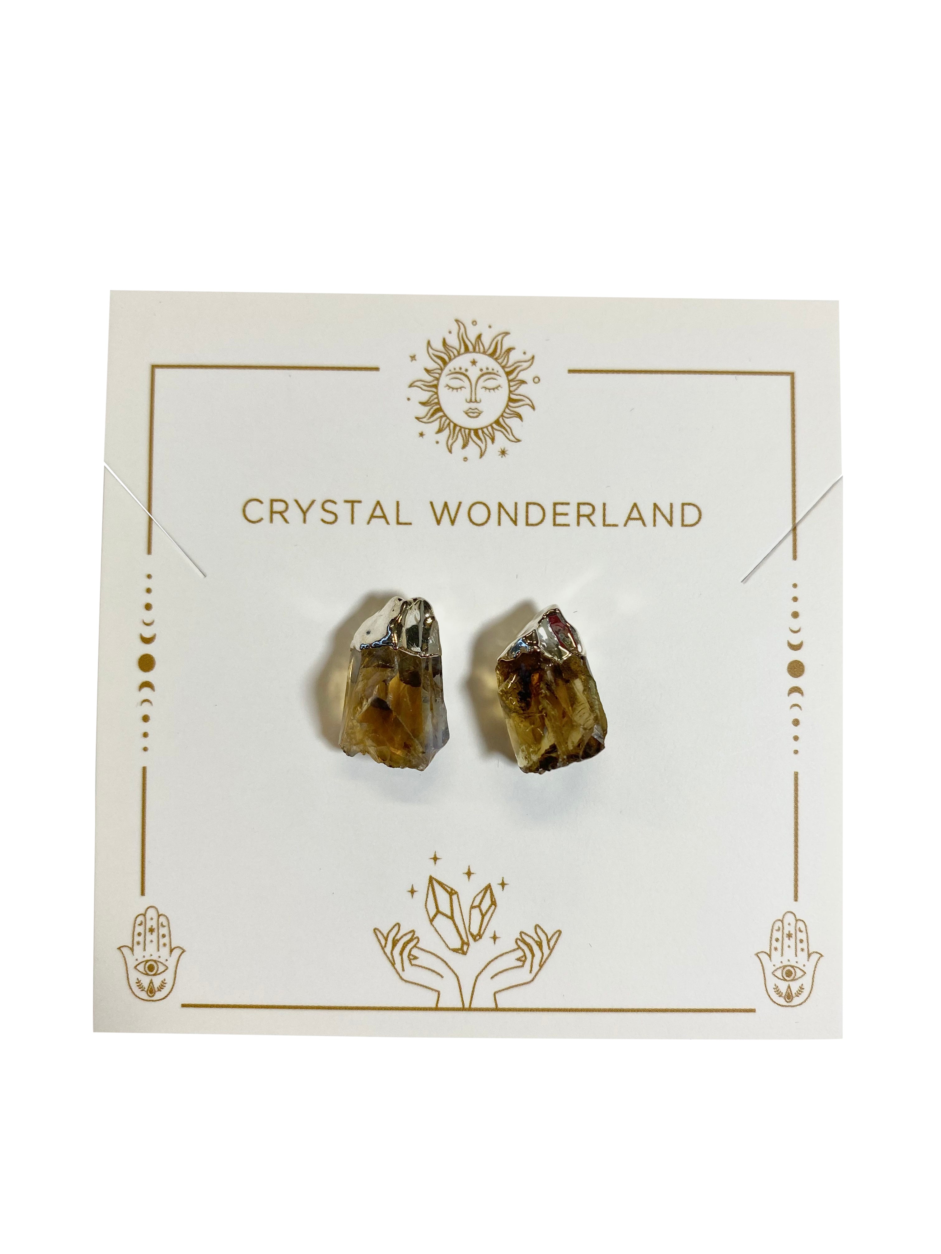Citrine Point Earring Studs Silver