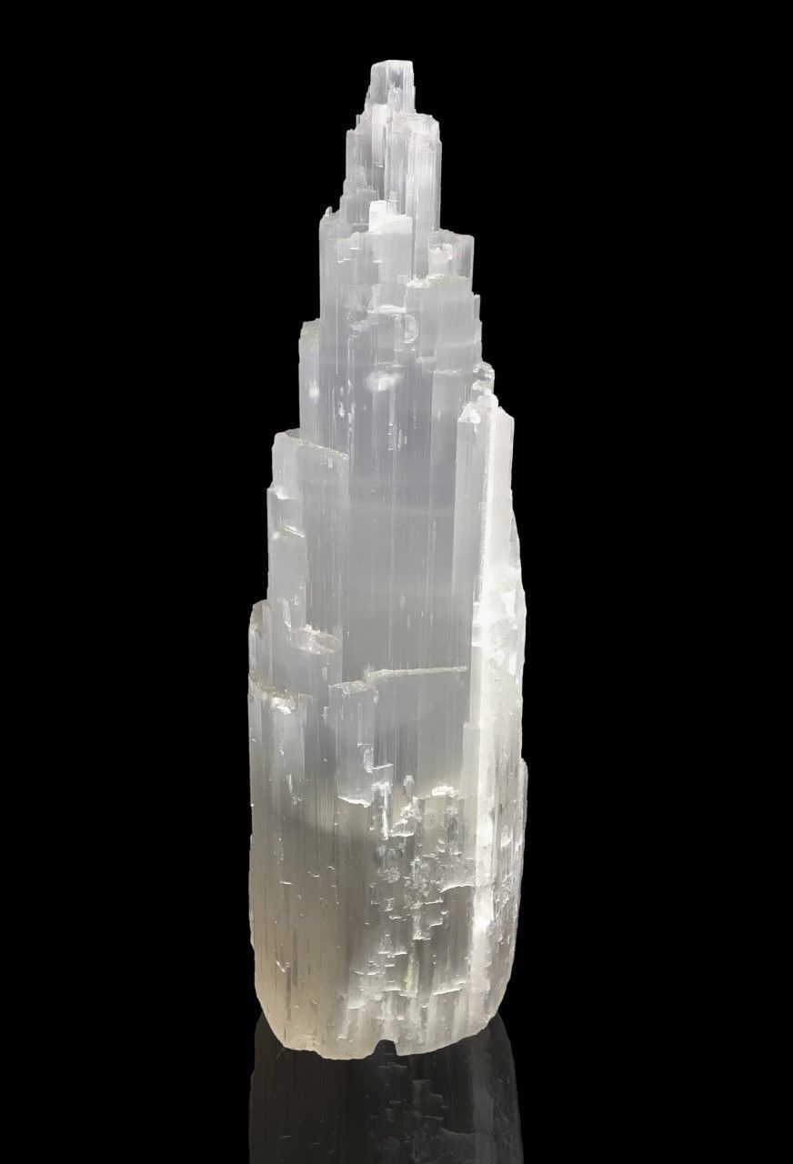 Large Selenite Crystal Skyscraper Tower Lamp 40cm