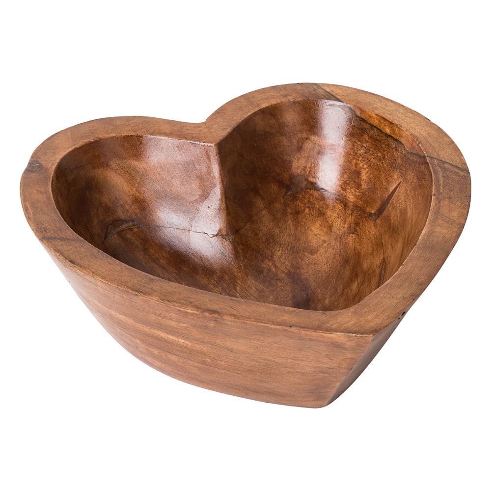 Natural Wooden Heart Bowl 20cm Crystal Wonderland