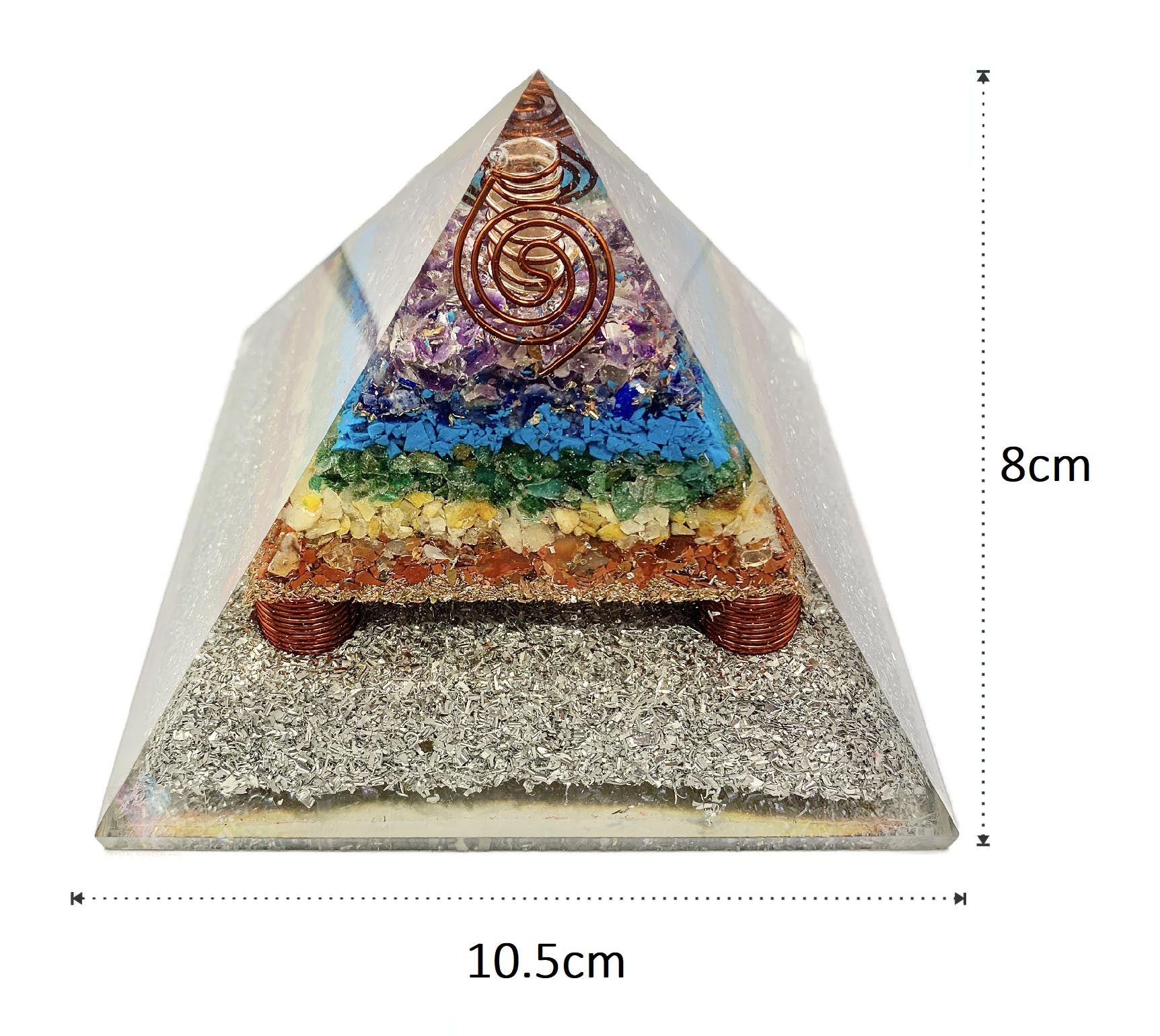 Sparkling Rainbow 7 Chakras Orgonite Point Generator Pyramid