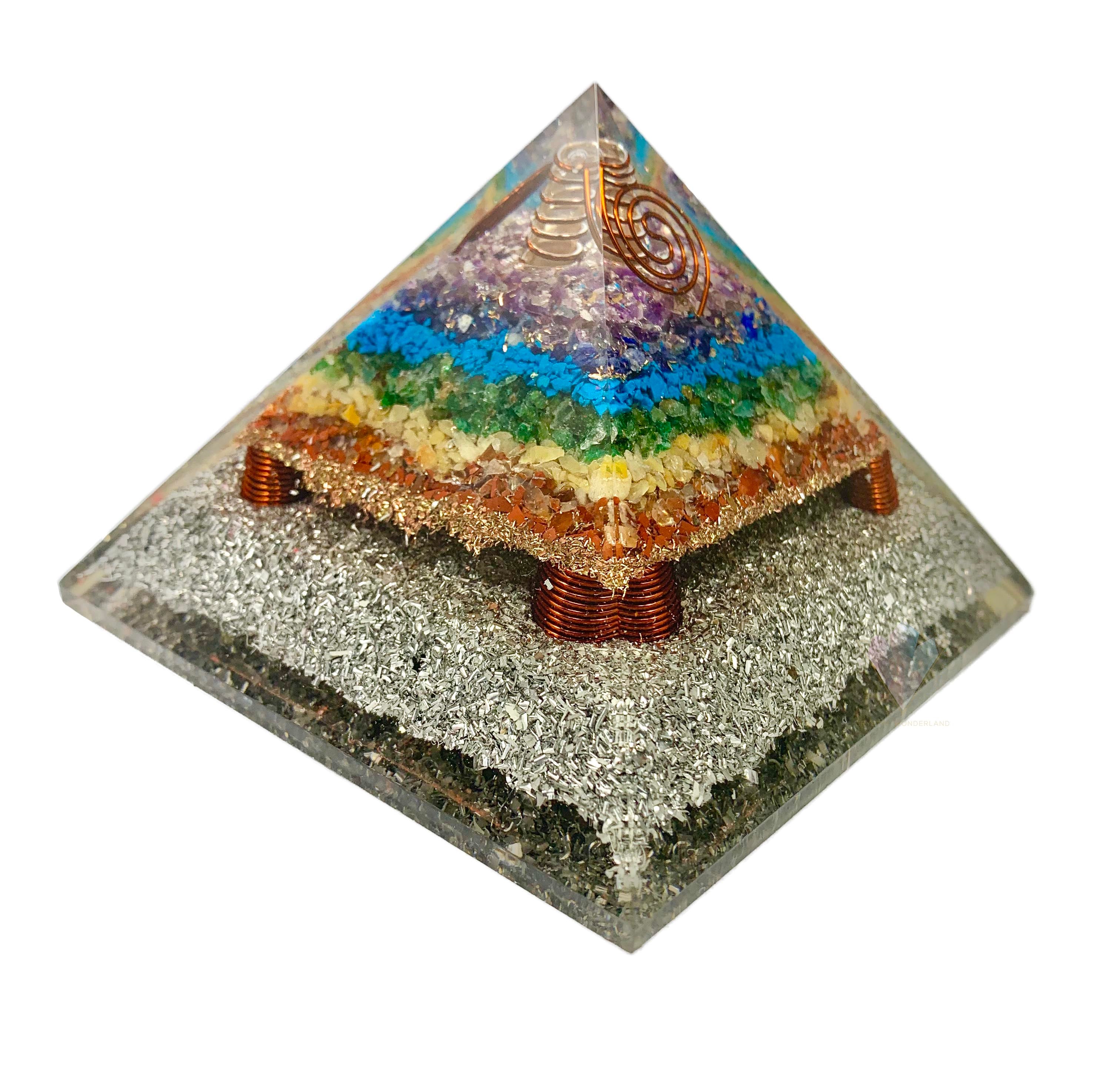 Sparkling Rainbow 7 Chakras Orgonite Point Generator Pyramid