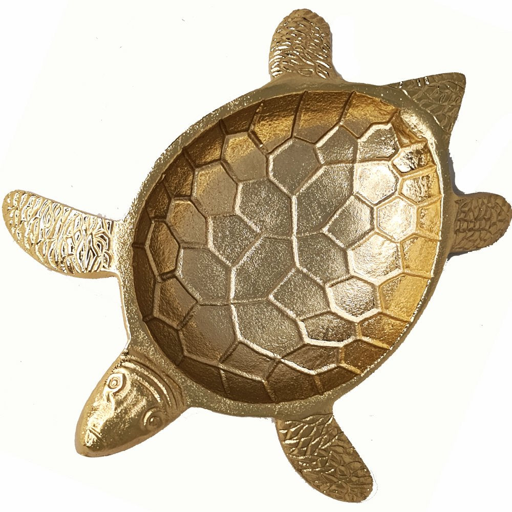 Tray Turtle Tortoise Aluminium Gold 25cm