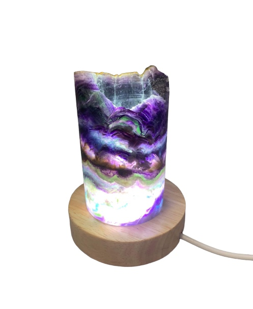 Medium Rainbow Fluorite Lamp - LED Stand 1