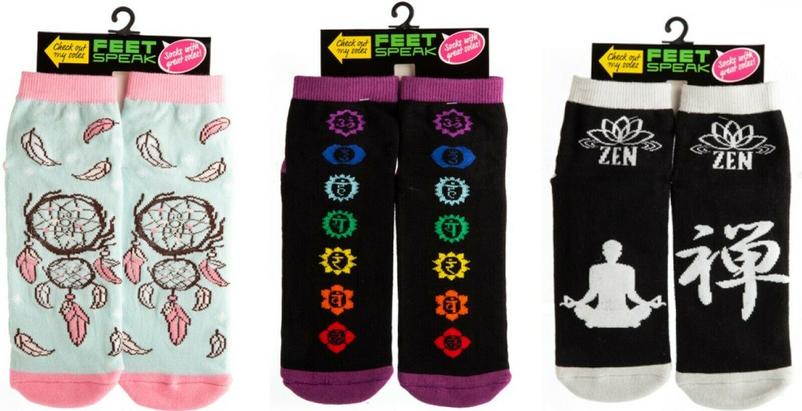 3X Unisex Socks Zen Chakra Dream catcher Meditation Print Non Slip Socks