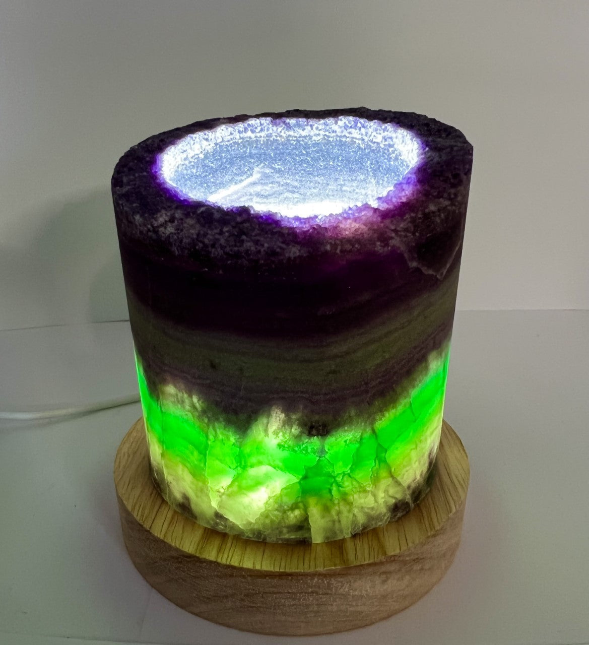Medium Rainbow Fluorite Lamp - LED Stand C