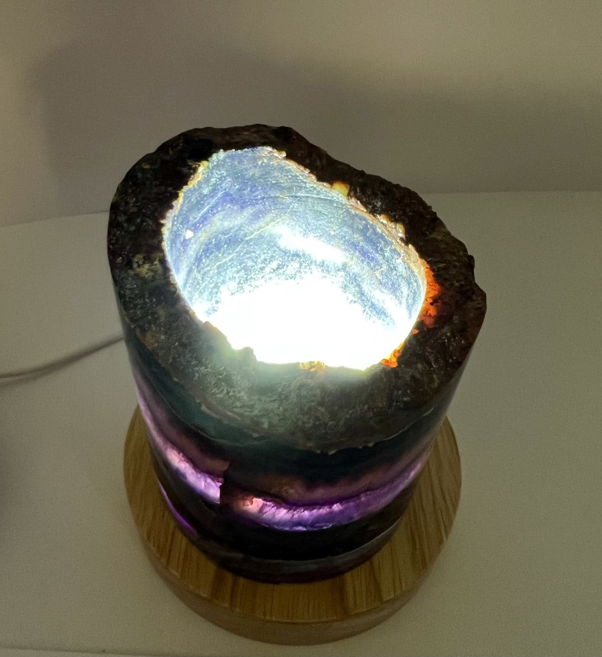 Medium Rainbow Fluorite Lamp - LED Stand D