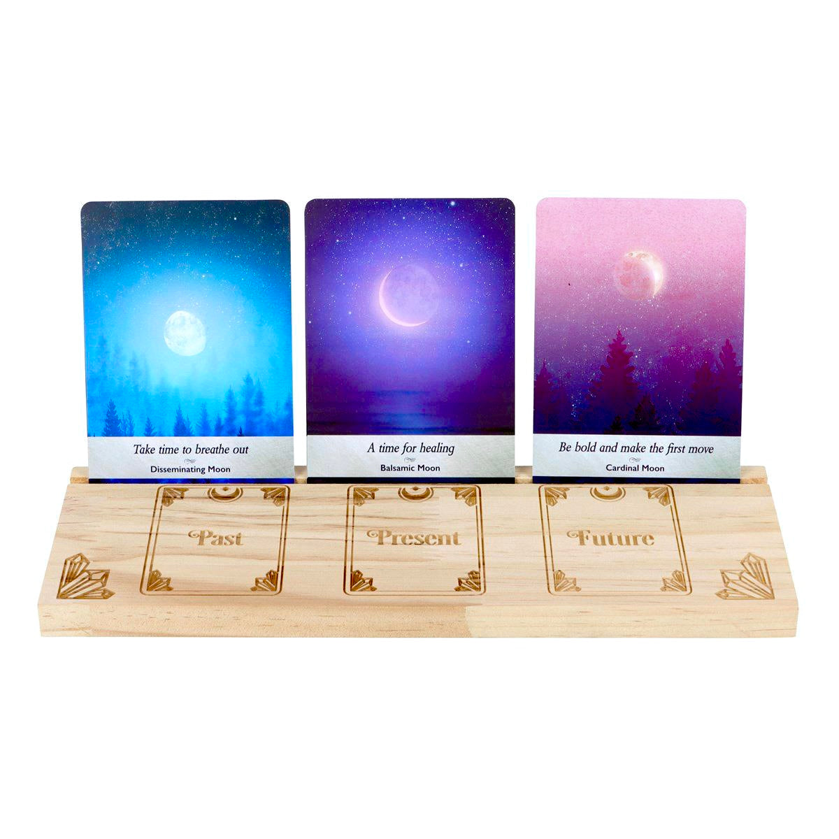 Natural Past Present Future Wooden Tarot Card Stand