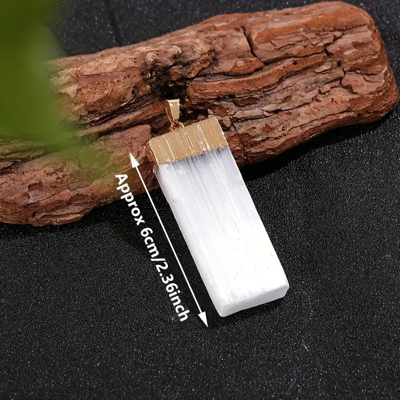 Pendant White Gypsum Crystal Selenite Golden