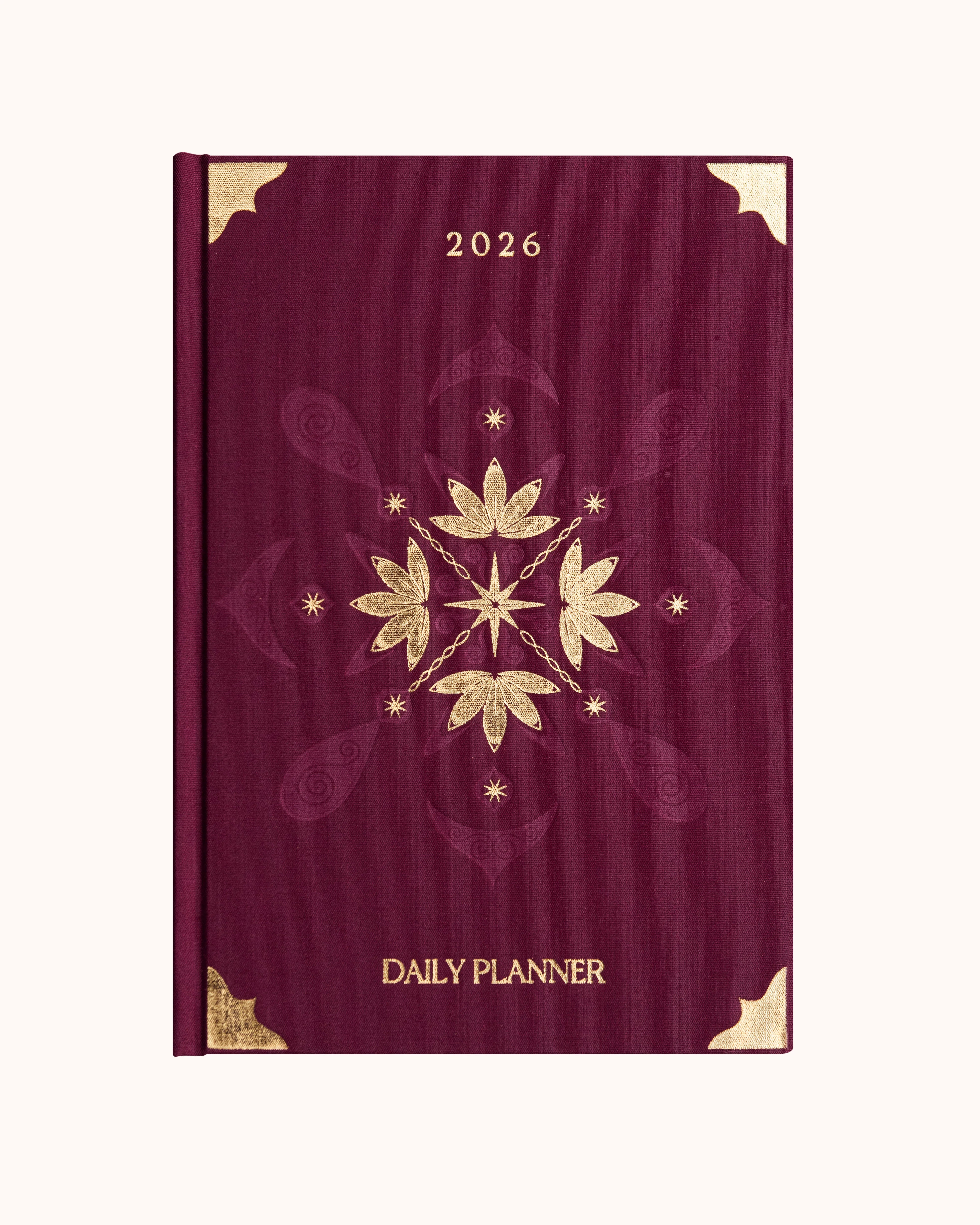Dreamy Moons 2026 Daily Planner Rich Burgundy