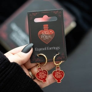 Gold Tone Love Potion Enamel And Stainless Steel Earrings