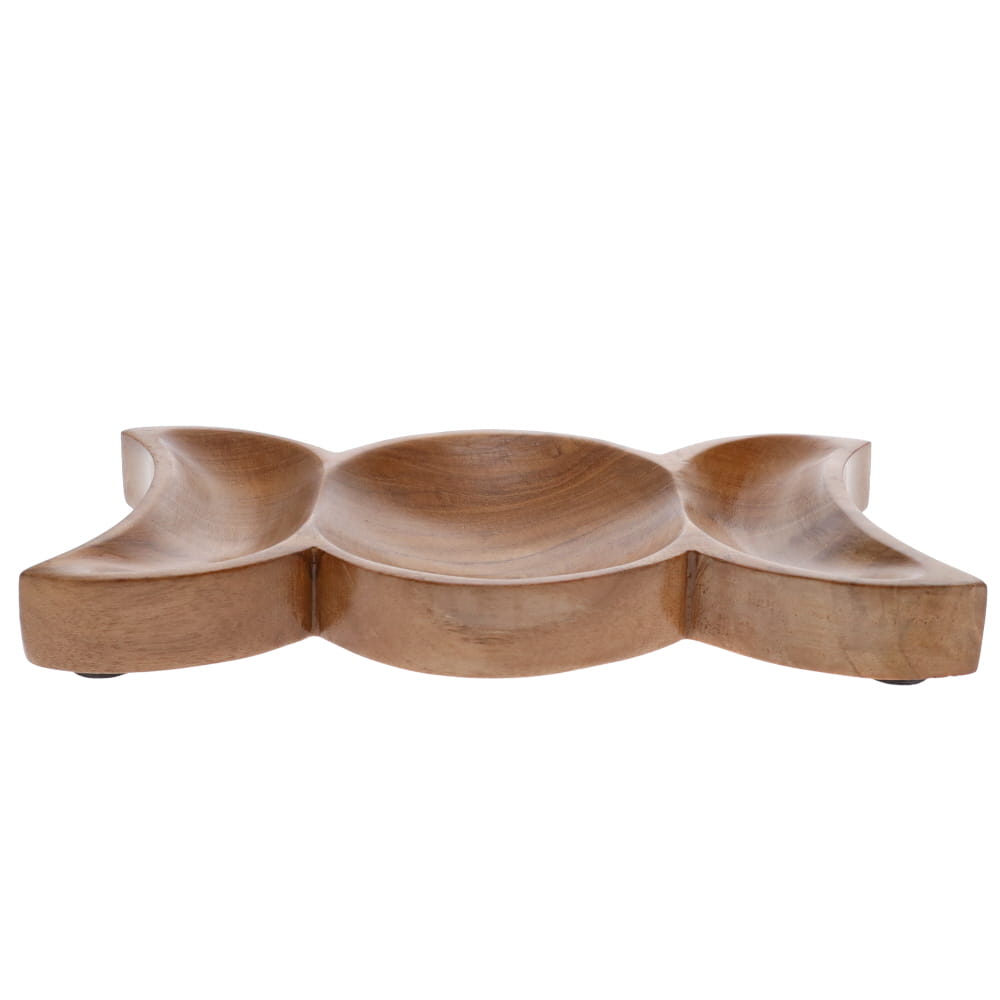 TEAK WOOD BOWL - Triple Moon 22cm x 10cm x 2cm