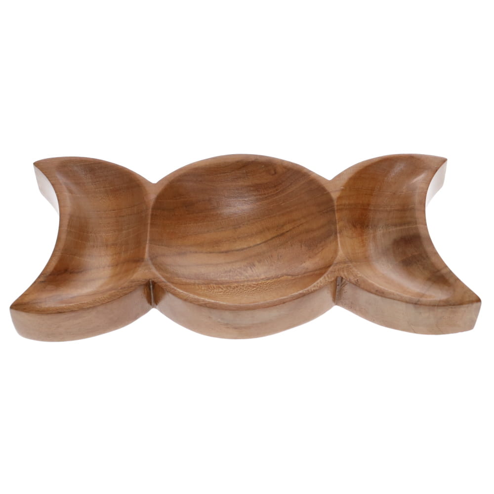 TEAK WOOD BOWL - Triple Moon 22cm x 10cm x 2cm