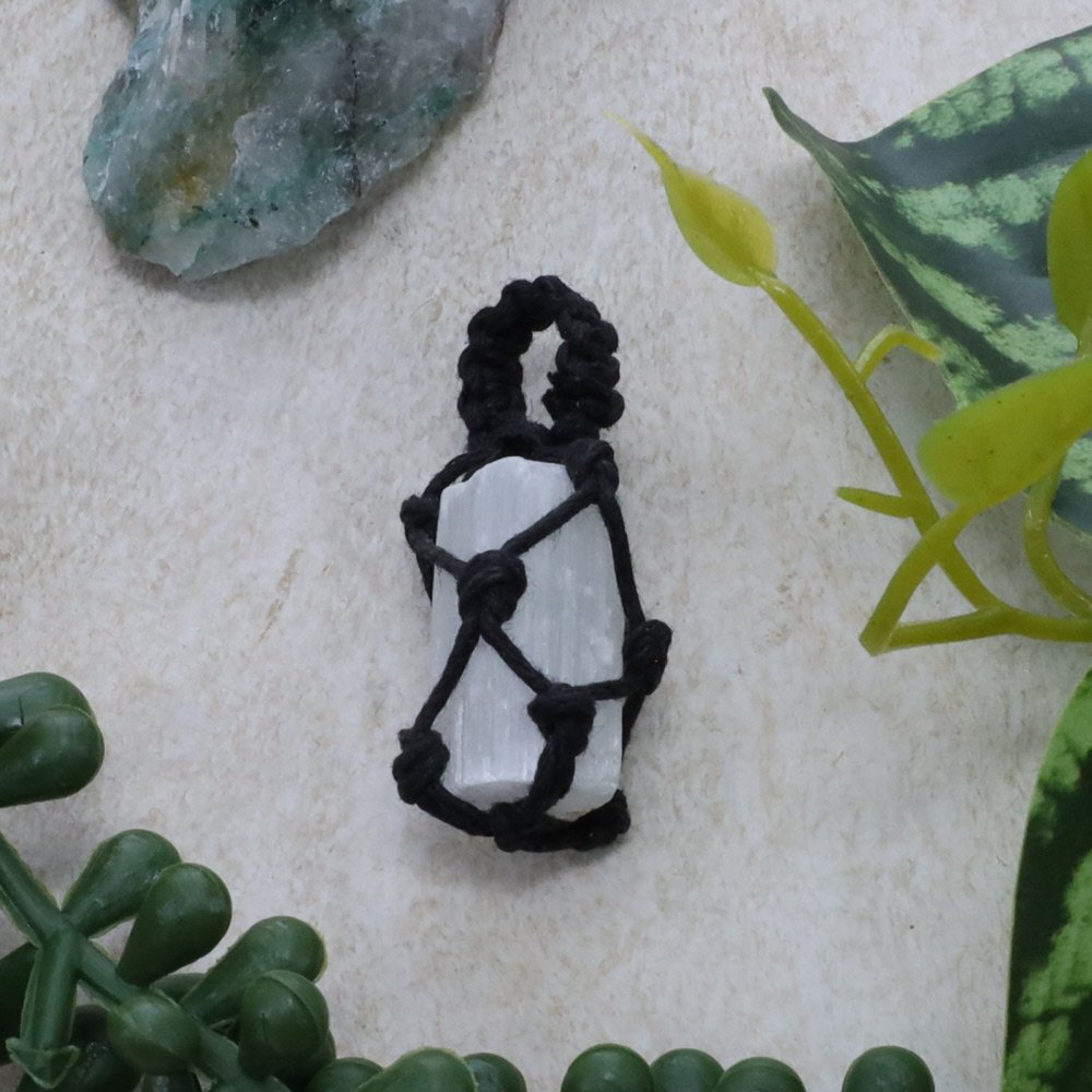 Selenite in Thread Cage Pendant