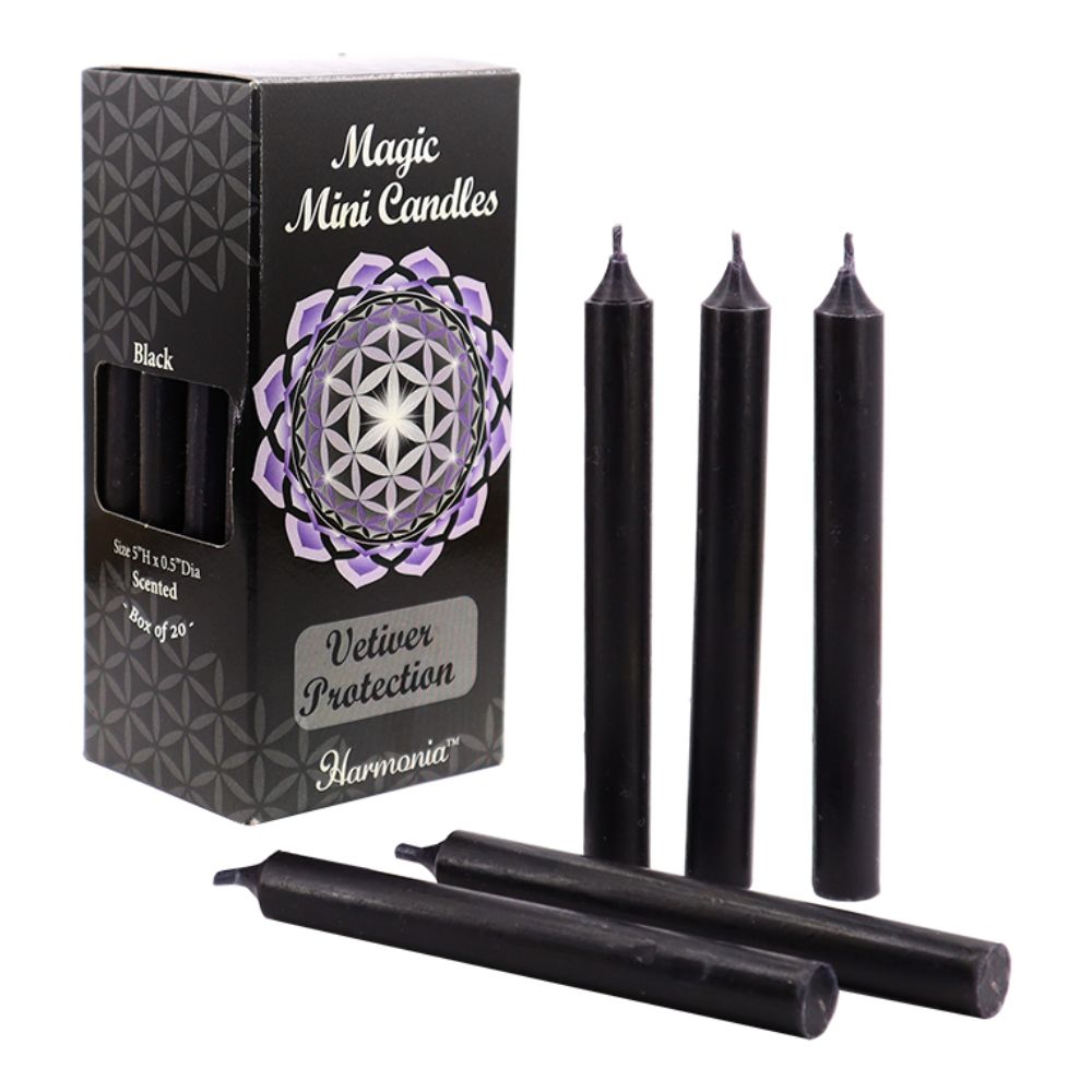 Mini Candle Magic Spell Wicca Candles Rituals - Vetiver Protection Black
