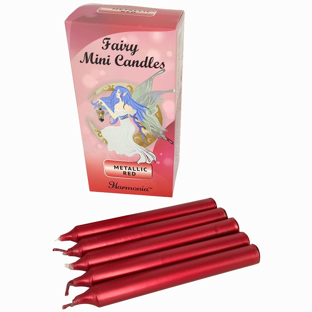 Fairy Mini Candles Metallic Red