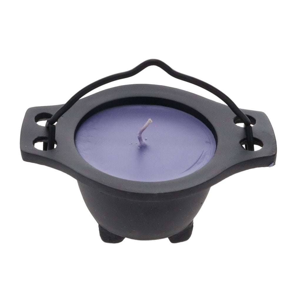 Lavender Candle in Black Cauldron 10x5x7cm