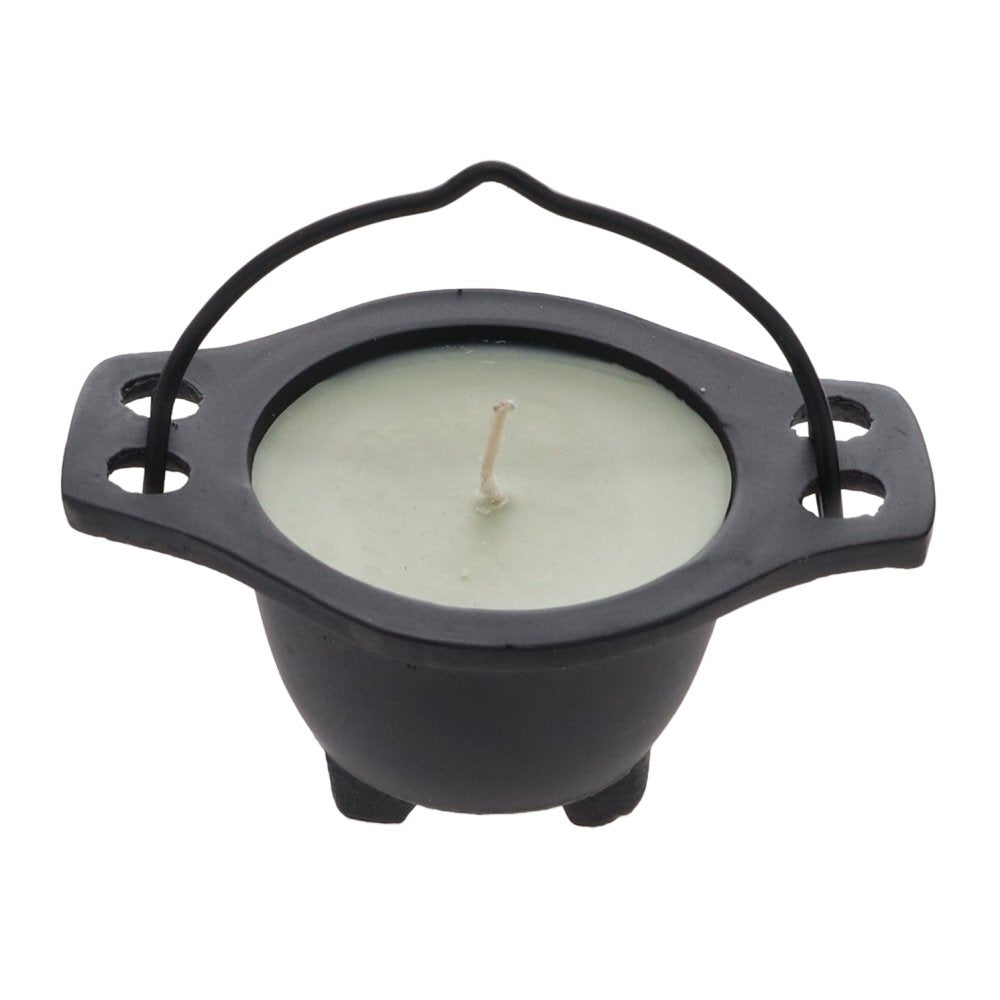 White Sage Candle in Black Cauldron 10x5x7cm