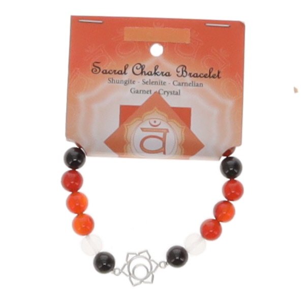 Sacral Chakral Bracelet Shungite Selenite Carnelian Garnet Crystal Bracelet