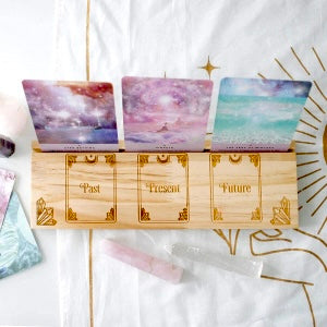 Natural Past Present Future Wooden Tarot Card Stand