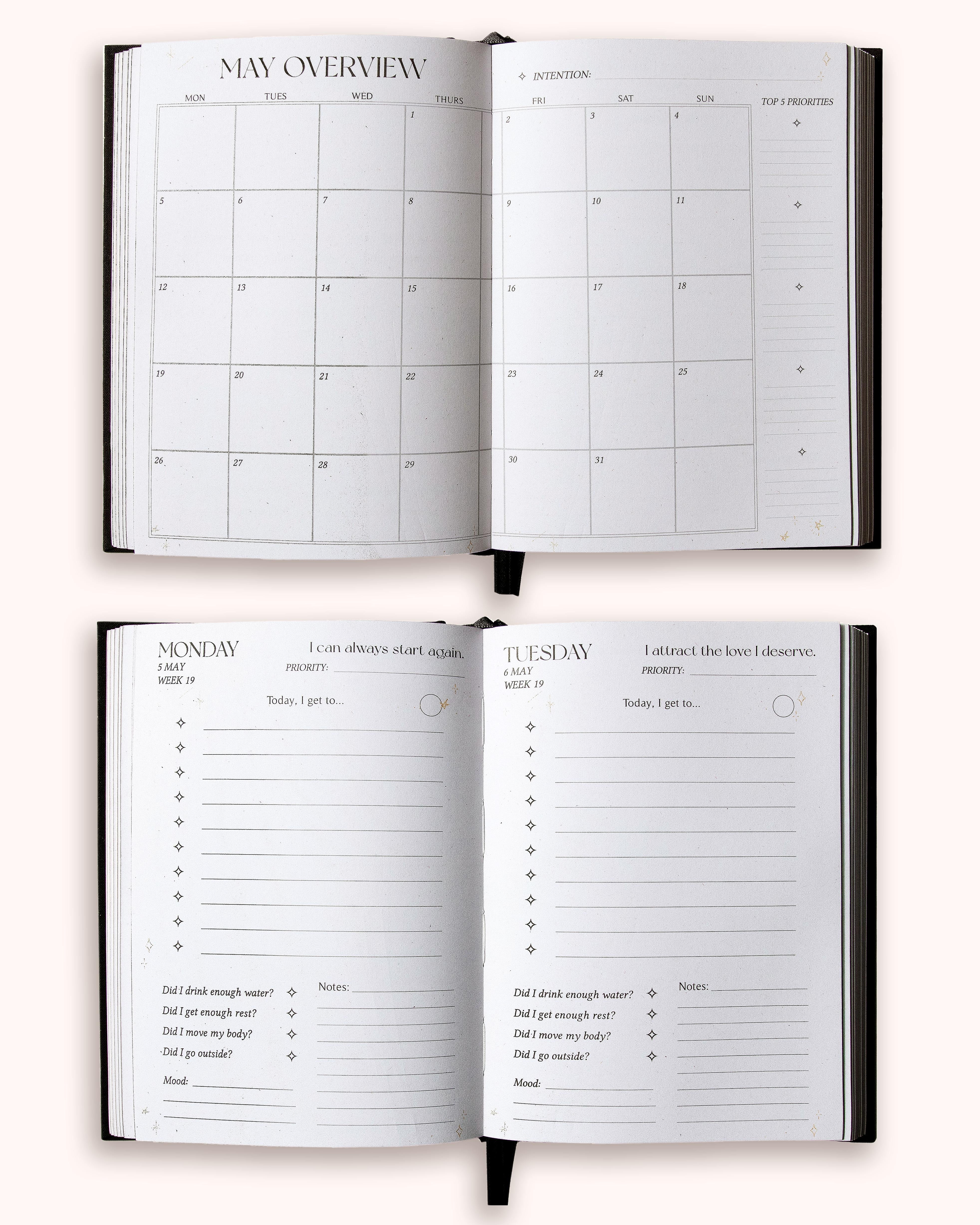Dreamy Moons 2026 Daily Planner Onyx Black