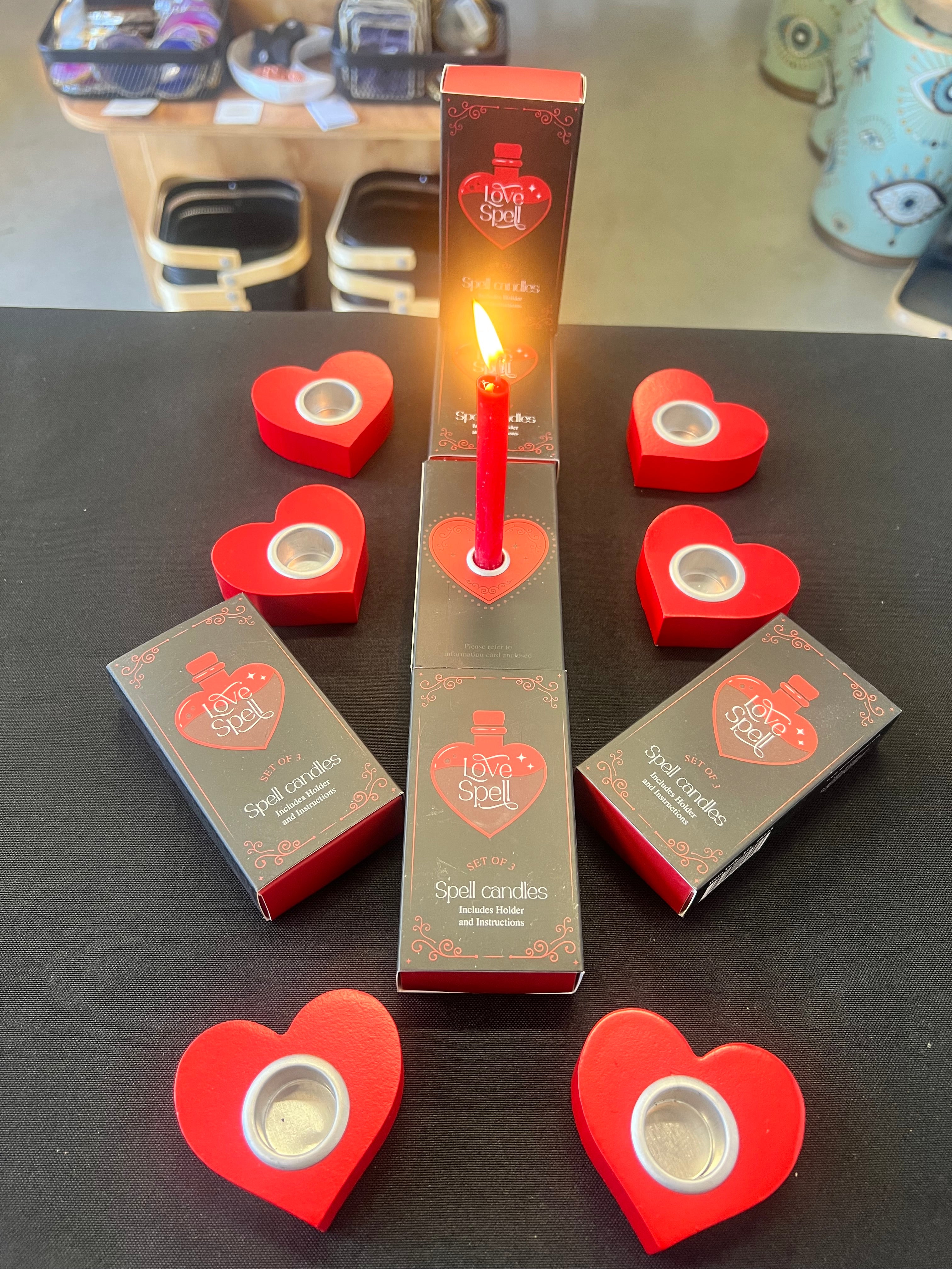 Set Of 3 Unscented Love Spell Candles In A Box
