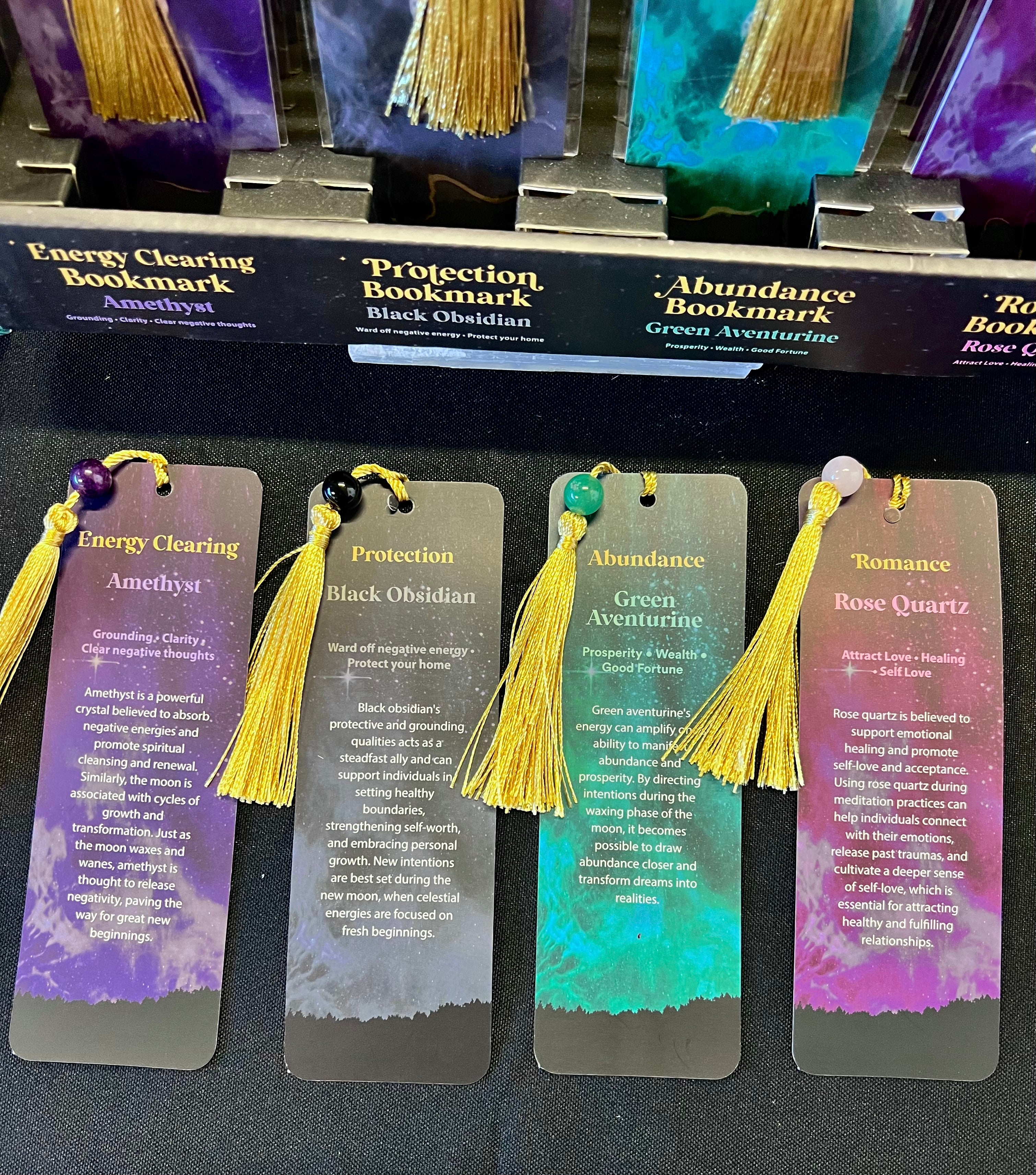 Set of 4 Crystal Bookmarks Amethyst Quartz Gree Aventurine Rose Quartz BlackObsidian