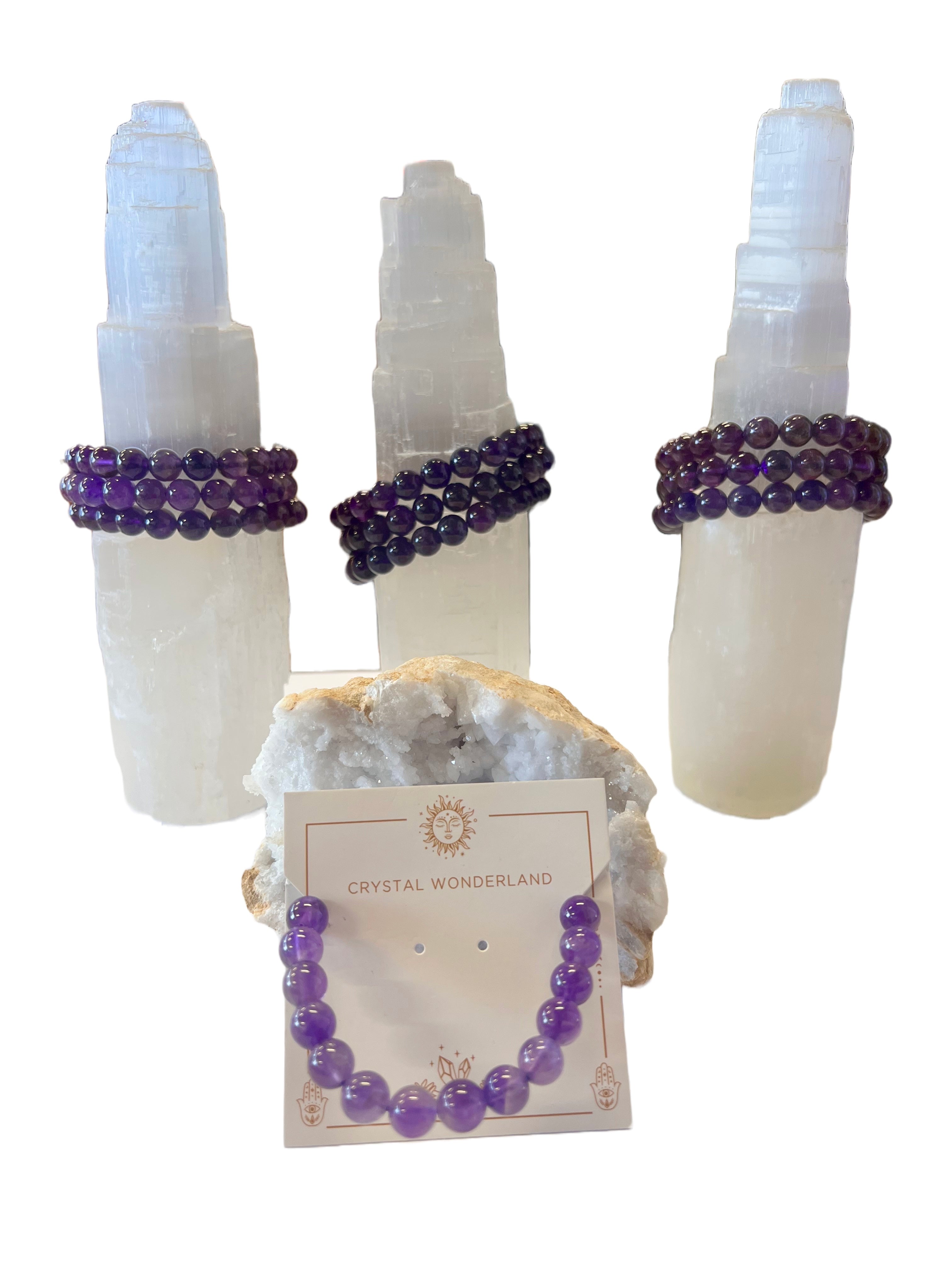 Amethyst Crystal Beads Bracelet 8mm