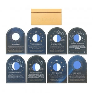 Moon phase 8 cards with wooden stand