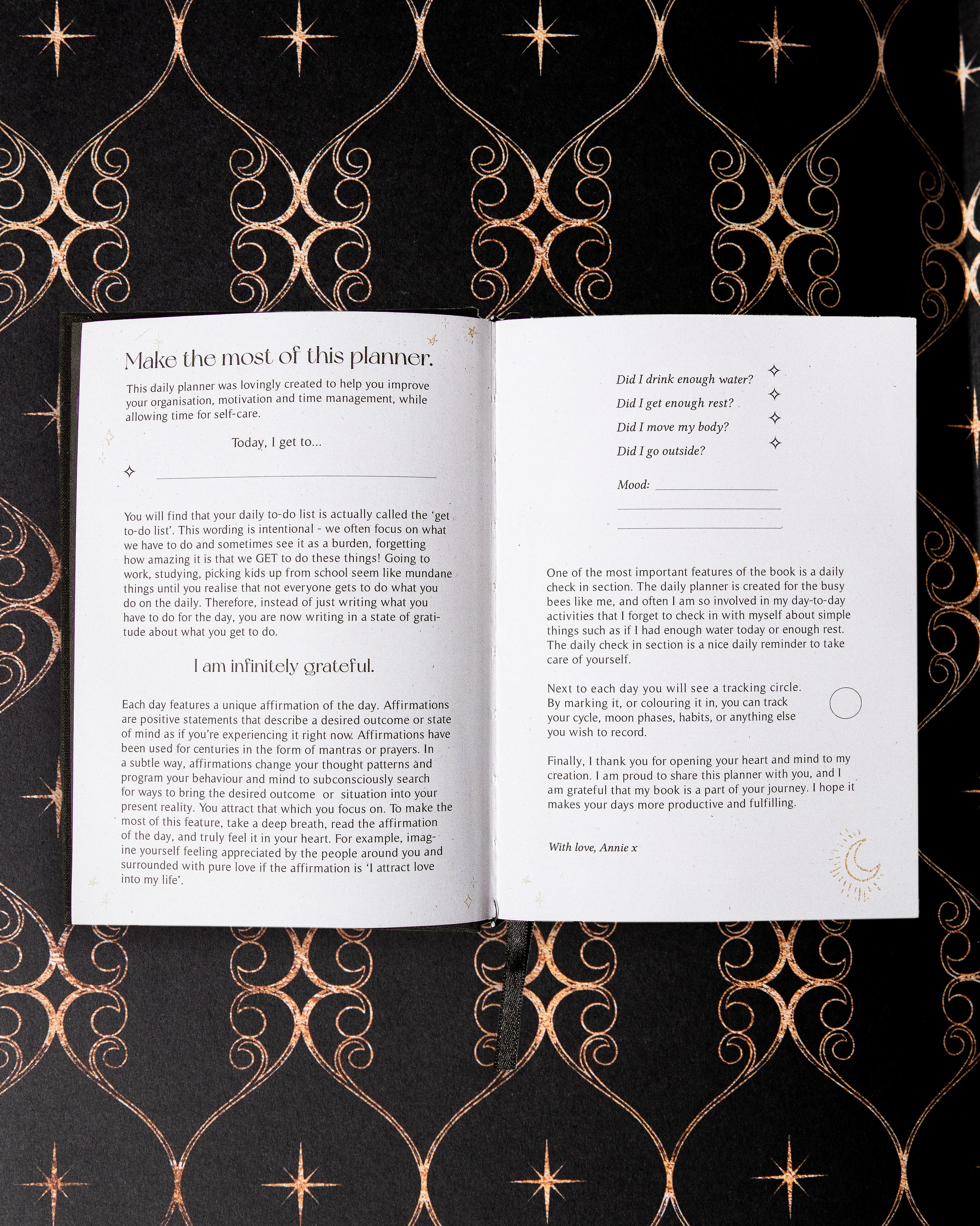 Dreamy Moons 2026 Daily Planner Onyx Black