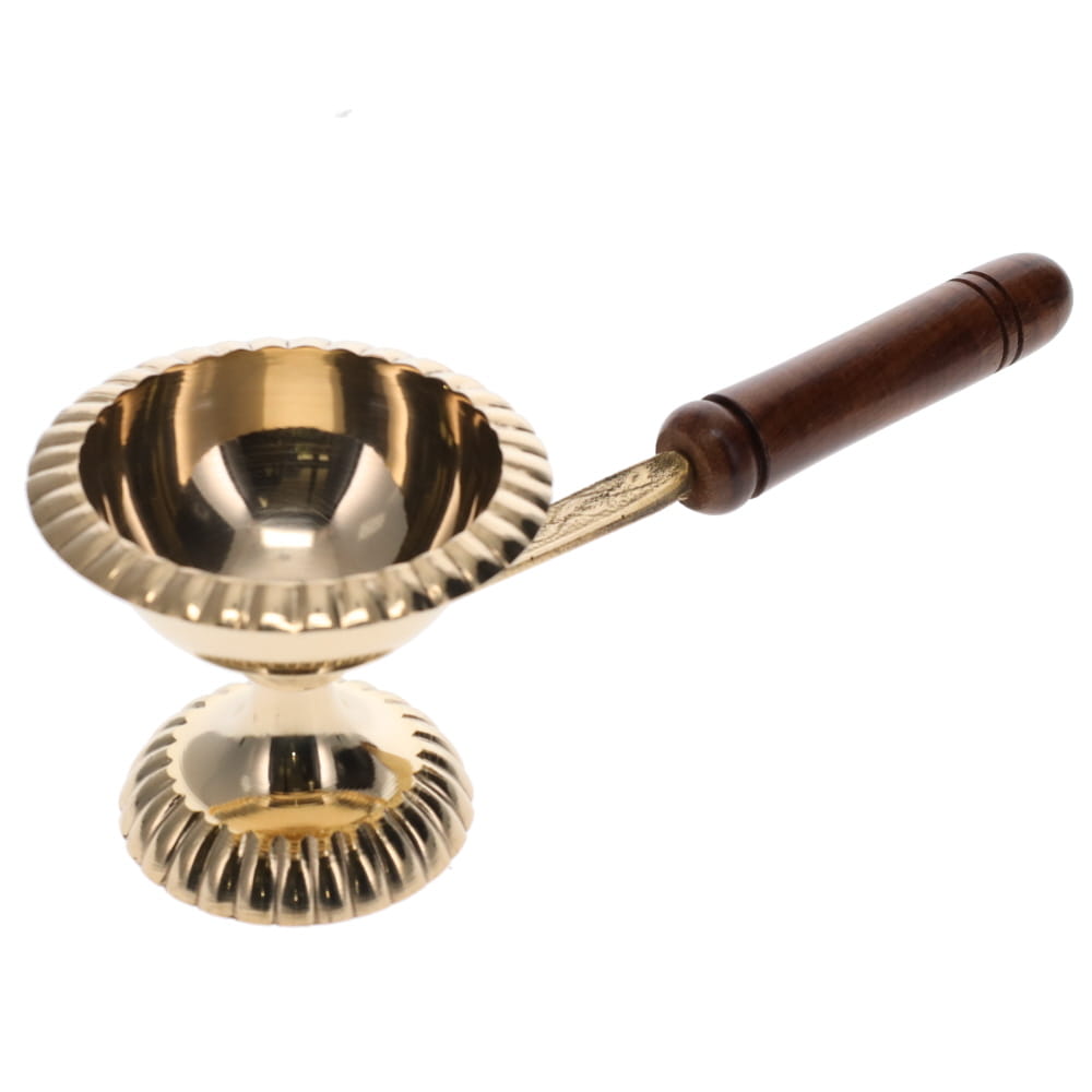 INCENSE RESIN BURNER - Brass with Handle 20cm x 8cm x 7cm