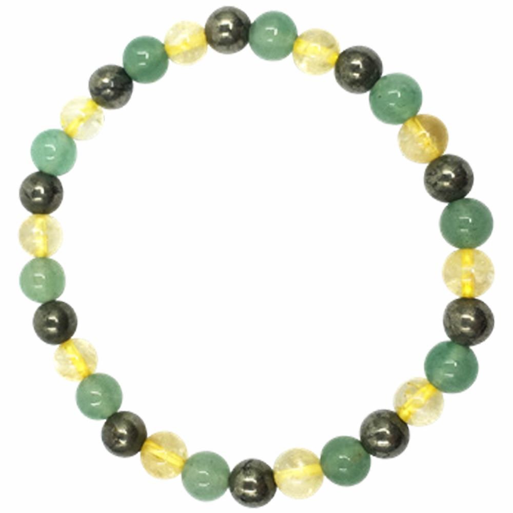 Green Aventurine, Citrine & Pyrite Bracelet 6mm