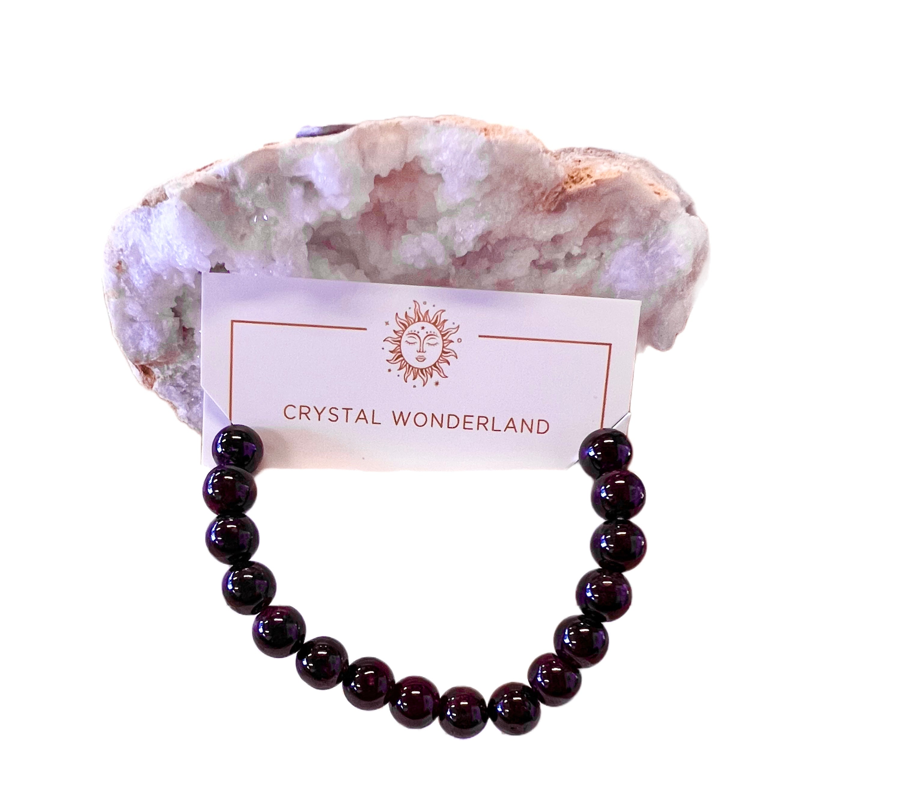 Garnet Crystal Beads 8mm Bracelet Natural  Gemstone