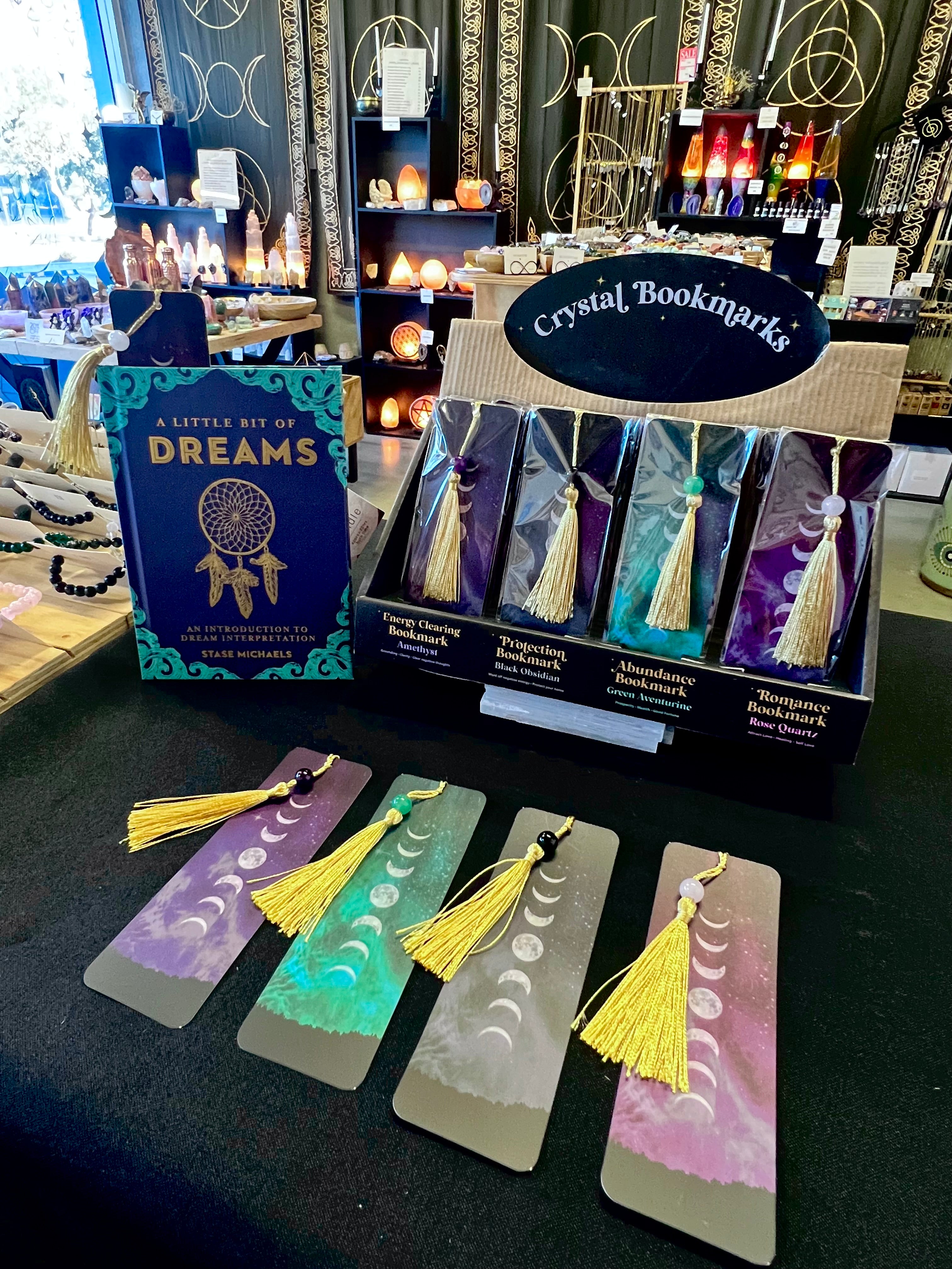 Set of 4 Crystal Bookmarks Amethyst Quartz Gree Aventurine Rose Quartz BlackObsidian