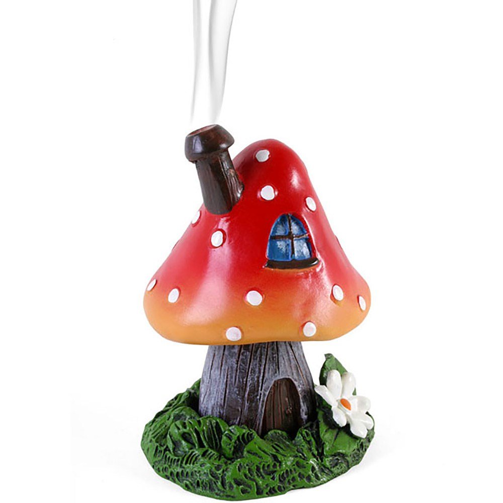 Red Smoking Toadstool Mushroom Incense Cone Holder