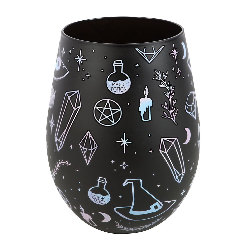 Crystal Witch Print Stemless Glass – 550ml Black Crystal Design