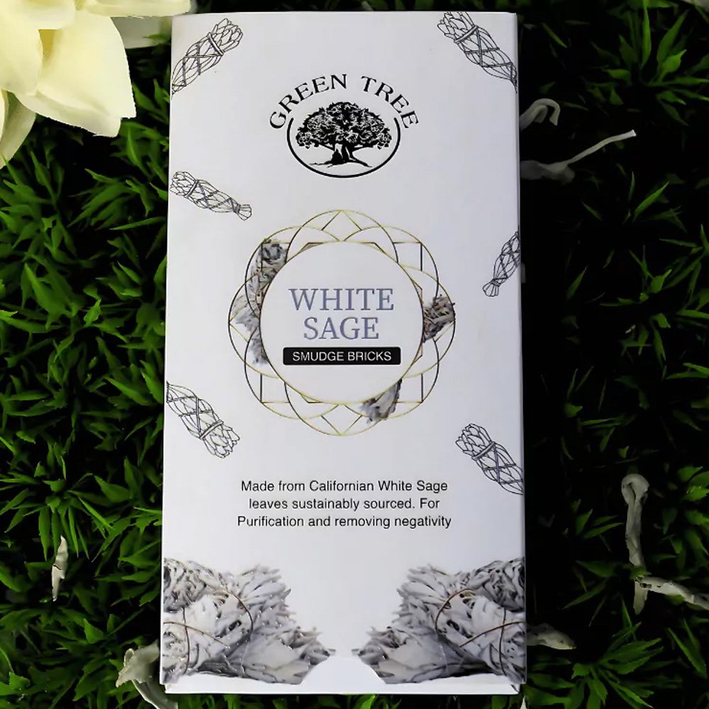 1x White Sage Incense 15 Smudge Bricks Green Tree
