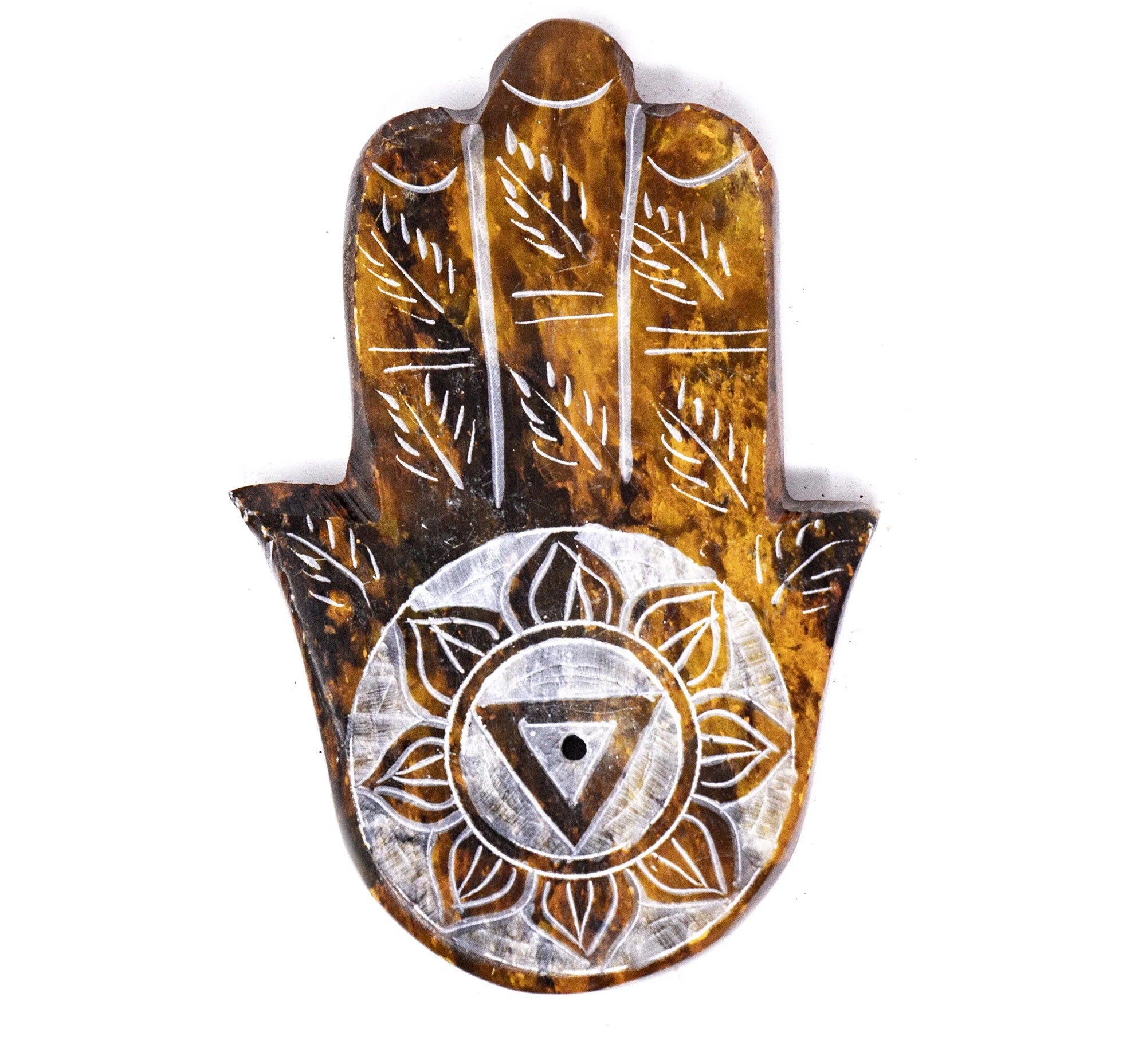 Soapstone Chakra Hamsa Incense Stick Burner Holder Set of 7 pieces