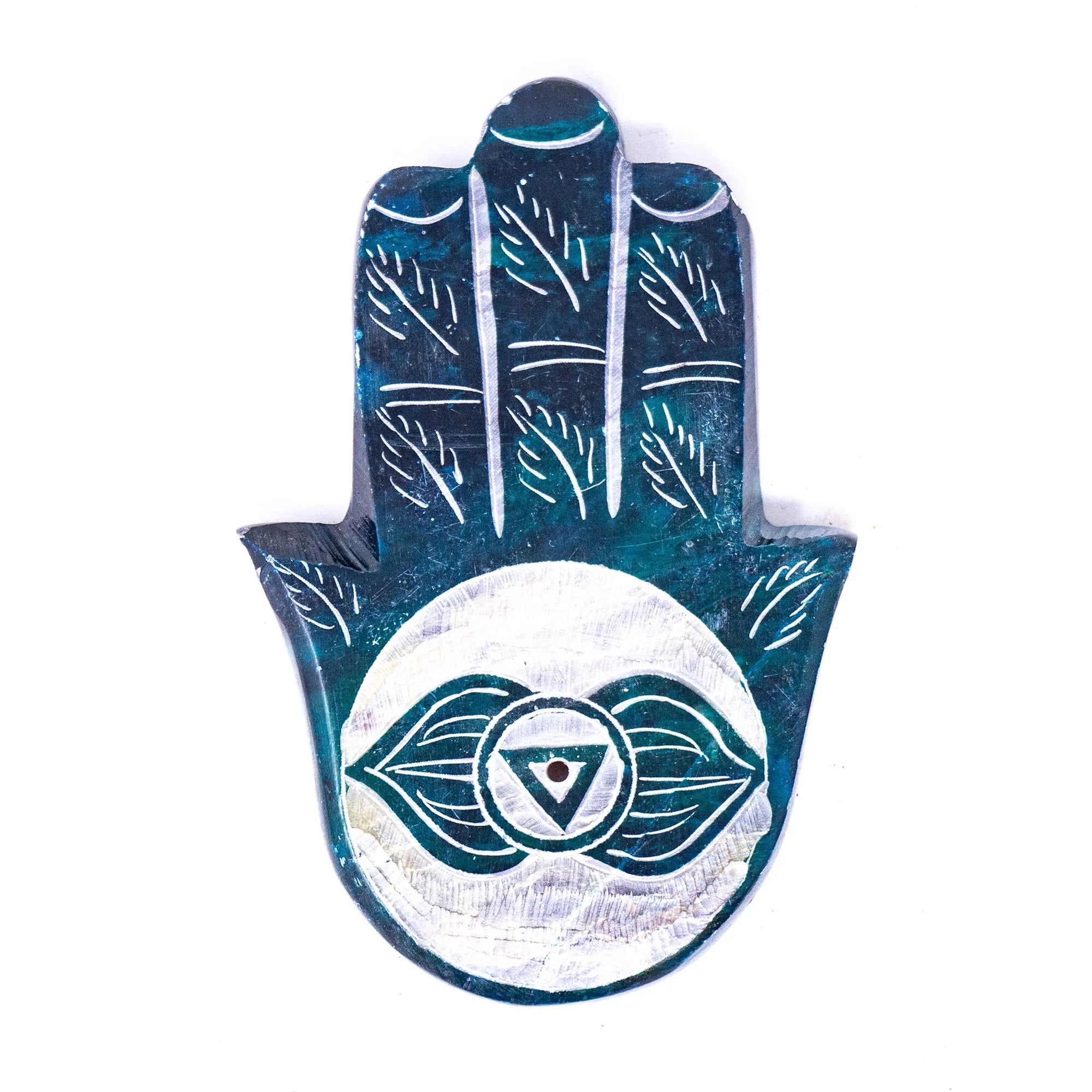 Soapstone Chakra Hamsa Incense Stick Burner Holder Set of 7 pieces