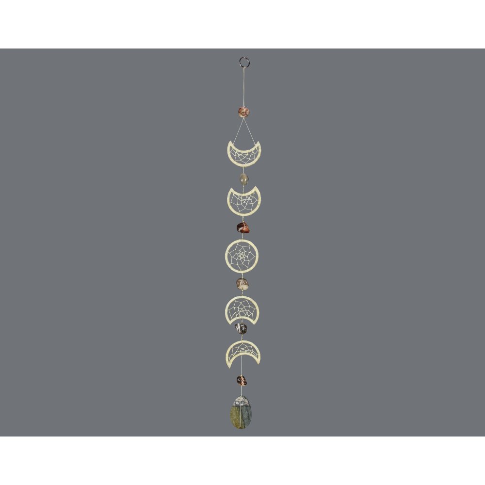 Moon Phases Crochet Dream Catcher Wall Hanging Stone Beads