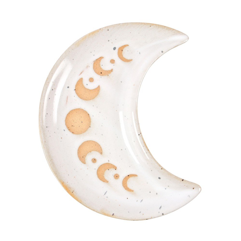 Moon Phase Crescent Ceramic Trinket Tray White 12cm