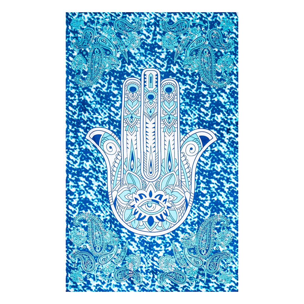 Hamsa Hand Blue White Altar Scarf RGS157