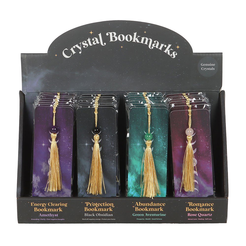 Set of 4 Crystal Bookmarks Amethyst Quartz Gree Aventurine Rose Quartz BlackObsidian